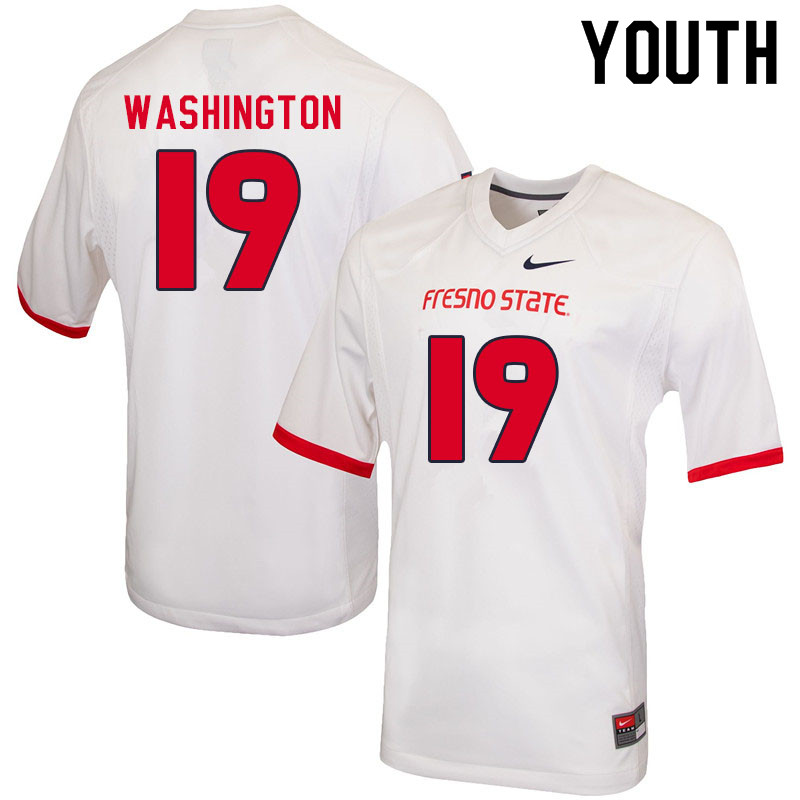 Youth #19 Vallee Washington Fresno State Bulldogs College Football Jerseys Sale-White